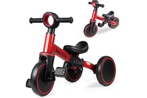 Bautia Baby Balance Bike 1 2 Year Old Boy Girl, 3 Wheels Tricycle for Toddlers 1-4, 4 in 1 Kids Bicycle Ride on Toy with Removable Pedals