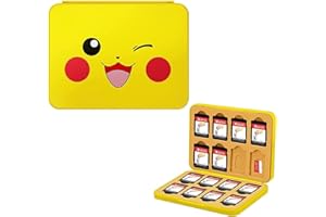JINGDU - Estuche para Tarjetas de Juego de 16 Ranuras para Nintendo Switch, Juego y Tarjeta SD, Carcasa Dura, Forro Suave, Soporte para Tarjetas Adecuado para Switch, Juegos Lite y OLED, Pika