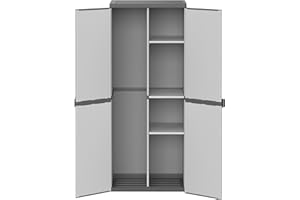 Bonussi Armadio Portascope da Esterno 68x40x165 cm 2 Ante 4 Ripiani in Resina Grigio