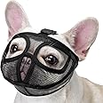 Short Snout Dog Muzzle Mesh Bulldog Muzzle Anti-Biting Barking Chewing, Adjustable (Lake Blue) (M)