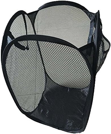 Clothes Storage Bag, Sonnena Foldable Pop Up Washing Laundry Basket Bag hamper Mesh Storage Pueple (Basket, Black)