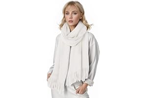 Anjing Schal Damen mit Fransen, Kaschmir Gefühl Schals Kuschelige Warme Winter Schal Dick Einfarbig 2M