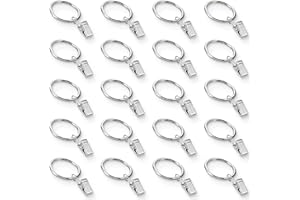 ZKGYUS 20 piezas anillas para cortinas con pinza,ganchos de cortina para colgar,anillos de clip de cortina de acero inoxidable de 32 mm, ganchos y anillas con pinza para decoración del hogar
