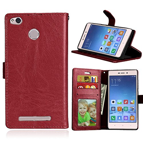 Qiaogle Tel  fono Case - Funda de PU Cuero Billetera Clamshell Carcasa Cover para Xiaomi Redmi 3S  5 0 Pulgadas  - DK05   Marr  n Moda Elegante estilo