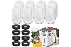 Jonlitze Katzenbrunnen Filter, Ersatzfilter Für Trinkbrunnen, 8 Stück Kohlefilter, 8 Stück Schaumfilter, Trinkbrunnen Filter für Katzen und Hunde, mit Kohlefilter und Schaumfilter