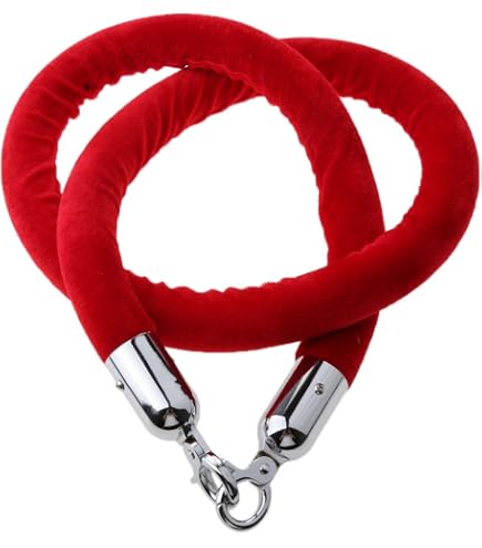 Gativs Corde De Barrière Velours Rouge 1,5m Avec Crochets Or - Séparation Files D'Attente