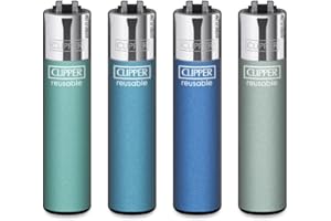 SUNMONDO Clipper, set di 4 accendini (blu metallizzato)