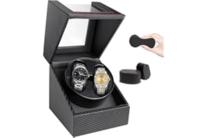 Gziztx Automatische Uhrenbeweger Box Automatik Uhrenbox aus PU Leder Beweger Uhrenkasten für 2 Uhren mit Ultra-leiser Motor Flexibles Uhrenkissen