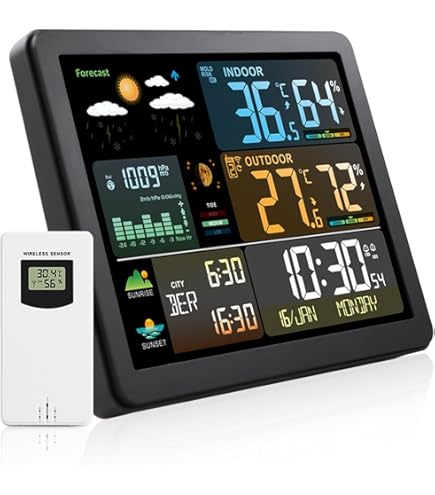 Stazione Meteo Casa Precisione Previsioni Meteo Sensore Esterno National Geographic BaroTemp HZ - Stazione Meteo Con Sensore Esterno, Nero Barometro Digitale Previsioni Meteo Casa