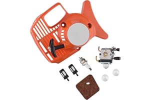 Cancanle Démarreur à rappel carburateur filtre à air filtre à carburant bougie d'allumage pour STIHL FS55 FS46 FS45 FS38 FC55 HL45 KM55 Tondeuse à gazon