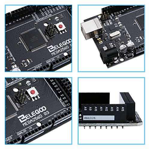 ELEGOO Mega 2560 R3 Tarjeta Mega 2560 Placa con Microcontrolador Basada en el ATmega2560 ATMEGA16U2 con USB Cable Negro Versi  n Compatible con Arduino Mega Kit