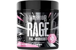 Warrior Rage Pre-Workout Powder, 300 mg Caffeine High Stim Energy Booster with Beta-Alanine, Creatine, BCAAs, Citrulline & AAKG for Focus, Strength & Muscle Pump - Brutal Bubblegum