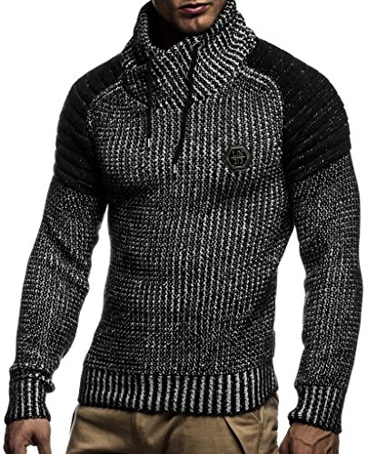 LEIF NELSON Mens Pull Tricoté Col châle Coupe Slim Fit Pour Hiver Été | tee shirt pour homme à manches longues avec col