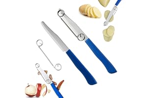 GWAWG 2 Pcs Couteaux de Découpe Rapide avec Ressort Amovible, couteaux polyvalents pour éplucher les fruits et légumes, Couteau à trancher rapide, couteau trancher et éplucher facile à nettoyer
