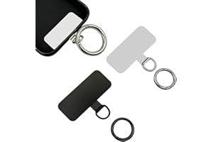 GYHWOFUL 2 Metall Handy Lanyard Pads mit 2 Metall Federringen, Ersatz Handykette Zubehör, Tragbar Telefon Halteband Patch, Dünn und Leicht, für die meisten Handy-Hül (Silber, Schwarz)