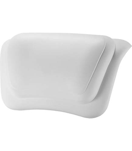 Lonkenn Badkussen, Hoofdsteun voor Badkuip, Ergonomisch Badkussen met 2 Extra Sterke Zuignappen, Antislip, Badaccessoires voor Hoofd, Nek en Rug, Wit