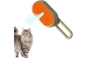 LONNALEE Szczotka parowa dla psów i kotów, 3 w 1, grzebień do masażu, długa / krótkowłosa szczotka z ładowarką USB, zbiornik na wodę, szczotka do masażu (brązowa)