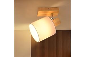 Lichtmaler Kinkiety Wnętrze Drewno E14 - Lampa Sufitowa Sypialnia Retro Reflektor Orientable Led Wnętrze Rustykalny Przemysłowy Do Salonu Kuchni Jadalni Przedpokoju, Żarówka NIE W zestawie