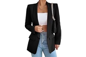 Gerrit Women's Suit Sporty Elegant with Pockets Lapels Suit Jacket Open Front Cardigan Plain Slim Business Long Sleeve Office Jacket Chic Blazer for Wedding