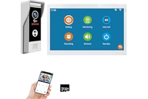 ANJIELO SMART Cámara de video timbre 1080P con pantalla táctil de 10 pulgadas, intercomunicador de timbre de video, compatible con grabación automática de visión nocturna infrarroja (10 inch white)