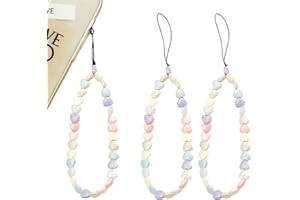 RUGBOL 2 piezas de abalorios para teléfono, correa para teléfono con forma de corazón, abalorios para teléfono, cadena para teléfono para mujeres y niñas