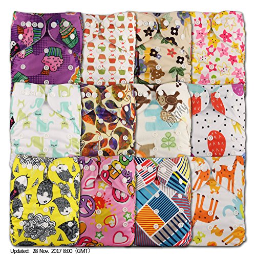 LittleBloom, Reusable Pocket Cloth Nappy, Fastener: Popper, Set of 12