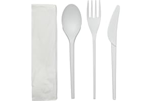 FERRARI PLASTIC FREE BIO Ferrari BIO 25/50/100/250/500/800 TRIS (Forchetta+Coltello+Cucchiaio+Tovagliolo) in CPLA Compostabili, Biodegradabili, Posate Ecologiche per Feste, Picnic Compleanni, Casa, Riutilizzabili (100)