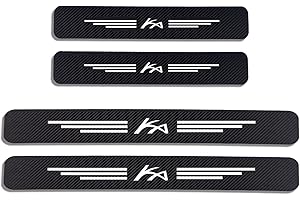 EAGLEG 4Pcs Car Door Sill Protector Kick Plates For Fo-rd B-MAX GT KA FLEX C-MAX Figo, Carbon Fiber Scuff Guard Threshold Cover Door Entry Guards Cover Trim Auto Anti-Scratch Accessories, KA