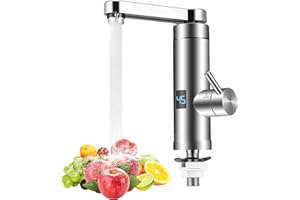 GXPJYCFOB Instant Hot Water Tap, 220V 3000W Tankless Electric Heater Taps for Bathroom, Instant Cold and Hot Water Faucet with Digital Display, Adjustable Temperature 30-55°C (Style 3)