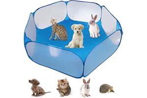 YAVO-EU Kleintierkäfig-Zelt，Kleintiere laufstall Tragbarer laufstall für kleintiere Outdoor/Indoor Übungszaun，für Meerschweinchen Kaninchen Hamster und Igel (Blue)