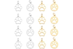 UNICRAFTALE Plano Redondo con Huellas de Pata de Perro Encantos Metal Hipoalergénico Colgantes Huecos Colgantes de Acero Inoxidable