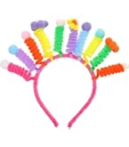 BOOMTOP Karneval Haarreif mit Wackel Spiralen Kugeln Clown Kostüm Regenbogen Haarband Bommeln Pompon Stirnband mit Glitzersteine Aufkleber Fasching Kostüm Accessoire für Fasching Karneval Mottoparty
