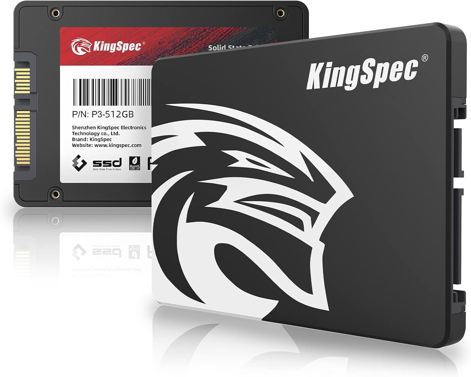 Kingspec SSD 512GB 2,5" SATA III, TLC 3D NAND Flash Disco Duro Interno, Lectura de Hasta 570 MB/s, para Escritorios/Computadoras Portátiles/Todo en Uno