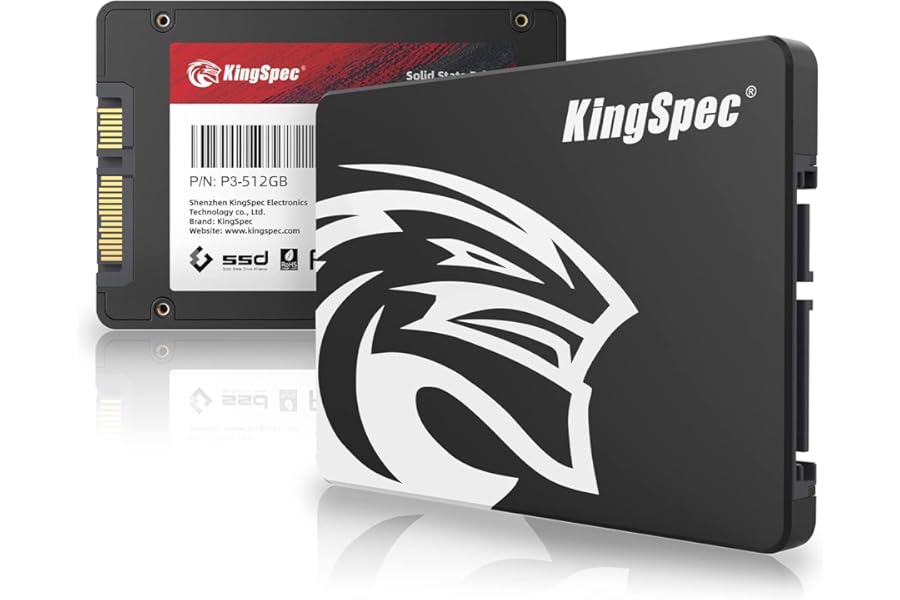 KingSpec 512GB 2.5" SATA III 6Gb/s SSD, Read Speed up to 550MB/s, 3D NAND Flash Internal Solid State Drive for Desktop & Laptop