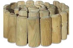 tradefirst 1.8M Wooden Picket Log Roll Border Fence Outdoor Lawn Edging, Garden Edging Border Fence for Flower Beds Paths Decoration, Wood Wire Fencing (1)