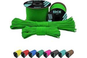 EdcX 2 mm Nylon Paracord 275 (50 y 100 m) - 100% Cuerda de Nailon, Cable de 3 hebras, Cuerda de Nailon de 2 mm en Muchos Colores (Neon Green, 50 m)