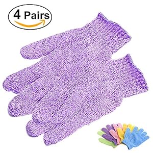 ULTNICE Exfoliating Bath Gloves for Body Scrub Exfoliator 4 Pairs - Image 2