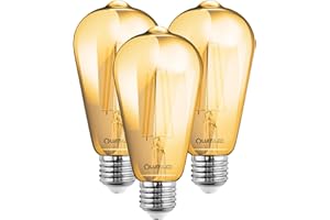 LUMILED Edison żarówka w stylu vintage, 3 sztuki w zestawie, ST64 E27 lampa LED 6 W (50 W) 660 lm, retro antyczne szkło, źródło światła 2200 K, bursztyn, tradycyjna żarówka żarowa 360° filament