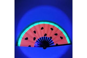 FGBETCV Faltbarer LED-Ventilator, beleuchteter Handfächer, leuchtend, groß, Bambus-Fächer, faltbar, Clack-Handfächer für Männer/Frauen, Handventilator für Musikfestival, Club, Veranstaltung, Party,