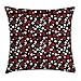 Produktbild Red and Black Throw Pillow Cushion Cover, Retro 60s 70s Cartoon Snow Like Polka Dots Circles Rounds, Decorative Square Accent Pillow Case, 18 X18 Inches, White Light Grey and Burgundy