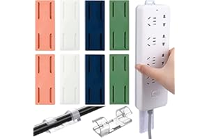 DOG'S BOOTY 48 Power Strip Holder Kit,8 Socket Holder Autoadhesivo Alimentación con 40 Organizador Cables,Soporte Enchufe y Sujeta Cables para Organizar El Tablero De Energía y Los Cables De La Toma De Corriente