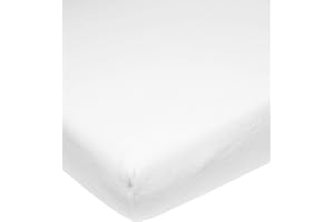 Meyco Baby Uni Molton Stretch Spannbettlaken für das Kinderbett (wasserdichter Matratzenschoner, extra elastisch und atmungsaktiv, Bettauflage aus 80% Baumwolle, Maße: 60 x 120cm), Weiß