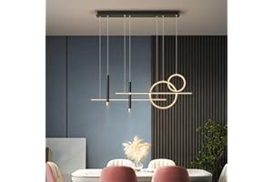 BELLASTEIN Nowoczesna Lampa wisząca LED wisząca Lampa wisząca do ściemniania ze zdalnym sterowaniem Lampa stołowa do jadalni Regulowana wysokość żyrandol do jadalni Sypialnia Kuchnia Biuro (Złoty)