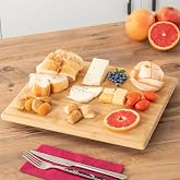 Porsima Bambu Peynir Pizza Tahtası Sunum Tahtası 360 Derece D&ouml;nen Yuvarlak L&uuml;x Servis 35 x 30 x 1.5 cm
