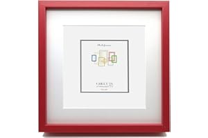 CHELY INTERMARKET Marco con paspartu MOD 351 marco de madera con paspartu para foto u objetos (Rojo, 20x20 cm)