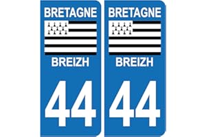 HADEXIA Autocollant Plaque d'immatriculation Voiture 44 Bretagne Breizh