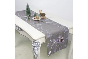 HALOVIE Christmas Table Runner Decoration Dining Table Cloth Runners Snowflake Deer for Home Kitchen Party Wedding Thanksgiving 35 * 180cm