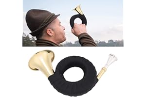 RIUTY Bb Jagdhorn, Messing Jagdhorn Mini leichte tragbare Horn Messing Instrument Set mit Aufbewahrungstasche sauberes Tuch und Halterung