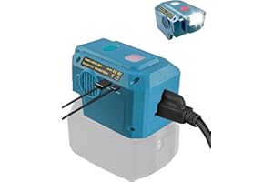 TPDL Falownik akumulatorowy 200 W do akumulatora Makita 18 V, DC 18 V na AC 220 V, konwerter napięcia Pure Sine Wave, adapter z USB typu C, lampa LED 200 lm do akumulatora Makita 18 V