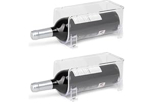 KROWN - Organizador de Botellas 10x10x20cm, Botellero Apilable Transparente, Vino Nevera, Botellero Encimera, Almacenamiento (2 Porta Botellas)